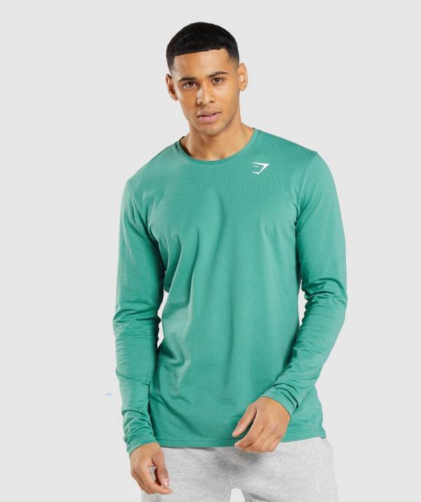 Panske Mikiny Gymshark Essential Long Sleeve Tmavo Zelene Zelene | NS5720416